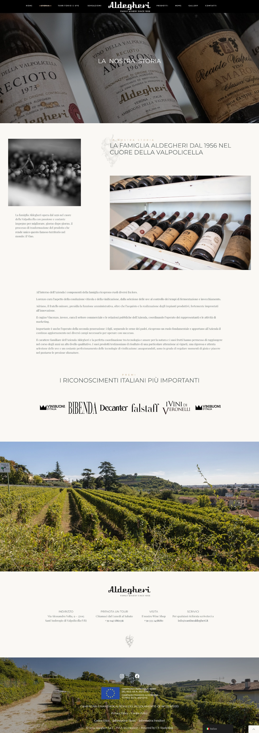 Design e identità visiva del progetto — Cantine Aldegheri, sito realizzato da Simone Serra