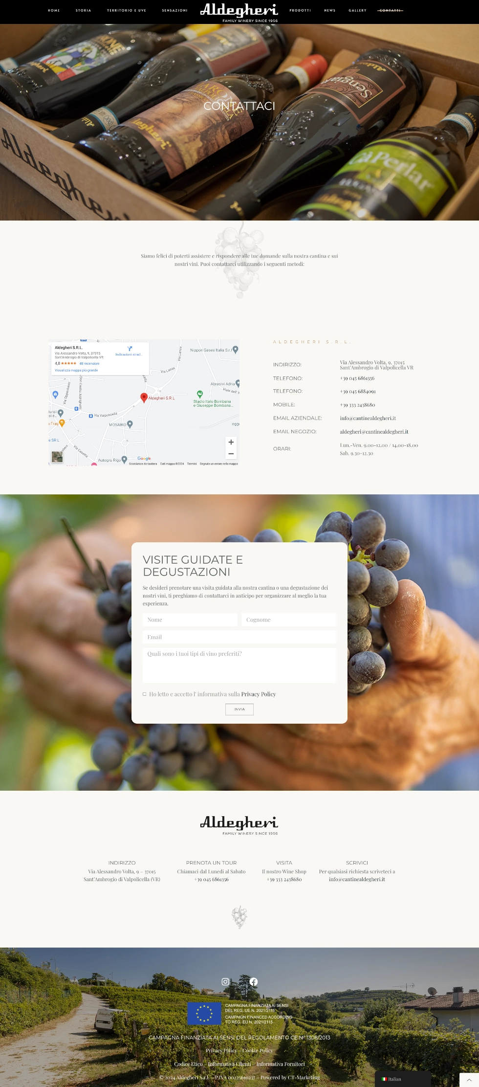 Percorso verso la scoperta delle etichette — Cantine Aldegheri, sito realizzato da Simone Serra