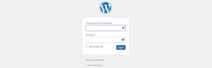 Esempio di schermata di accesso standard di WordPress
