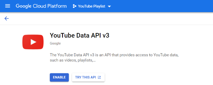 Abilita l'API di YouTube