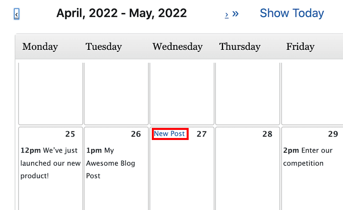 Come creare un nuovo post nel Calendario Editoriale