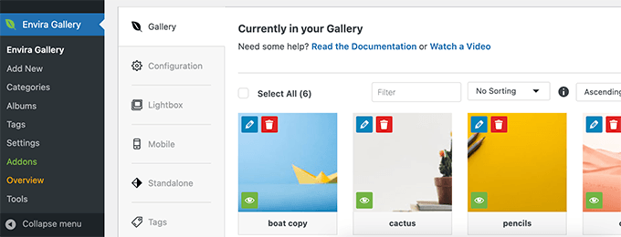 Envira Gallery offre funzionalità di album e tag per le immagini