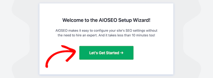 Fai clic su Iniziamo la procedura guidata di configurazione di AOSEO