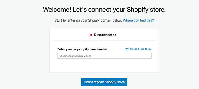 L'URL del tuo negozio Shopify